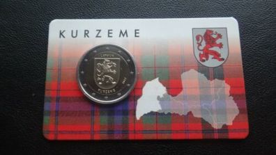 Latvia 2 Euro Commemorative Coin 2017- Kurzeme. Coincard. BU