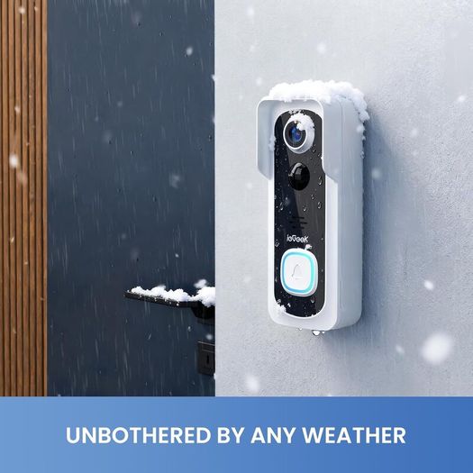 Doorbell Camera Wireless No Monthly Fee, 2K HD Video Doorbell with Chime, Smart AI Detection Instant Alert, 2-Way Talk, Clear Night Vision, Only 2.4GHz WIFI, Works with Alexa, White
