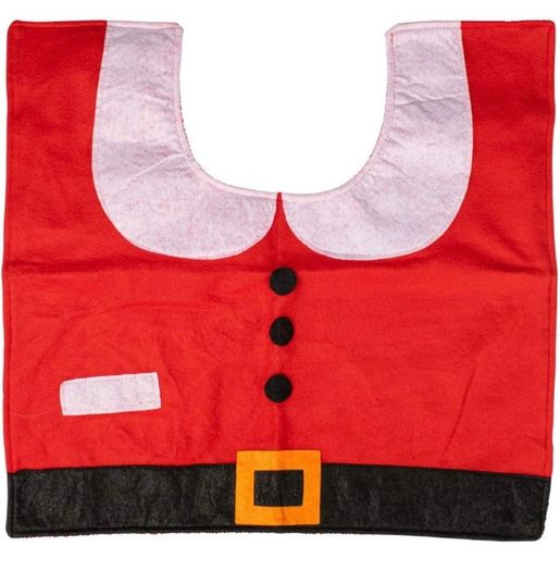 Santa Claus Bath Mat Toilet Seat Cover, 3pcs Christmas Decorations Novelty Lid Seat Cover Water Tank Non-Slip Rug Warmer Toilet Cushion Bathroom Set Decoration Christmas Party (FREE POSTAGE)