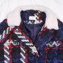 Savida Navy Blue Red Tweed Plaid Coat White Sherpa Trim 8UK/36EU Image 2