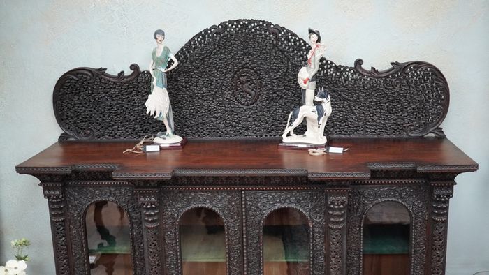 Anglo-Indian Bombay Blackwood Display Cabinet, c. 1880-1900