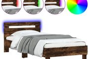 Bed Frame without Mattress with LED Lights Smoked Oak