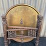 vintage Handcrafted Moroccan Brass Tray Table: Foldable Wooden Stand Image 4