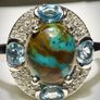 Sterling silver 925 ring with Sierra Nevada Turquoise, Swiss Blue Topaz and Natural Zircon (Sz:S) Image 8