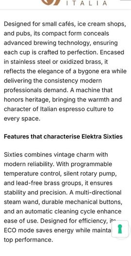 Commercial coffee Elektra sixties coffee machine
