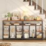 4-Tier Console Table, Narrow Sofa Table for Entryway, Rustic Brown  4-tier storage (3 shelves + 1 mesh tier). 20cm slim width. Anti-tip kit. Levelling feet. For entryway, living room, kitchen Image 2
