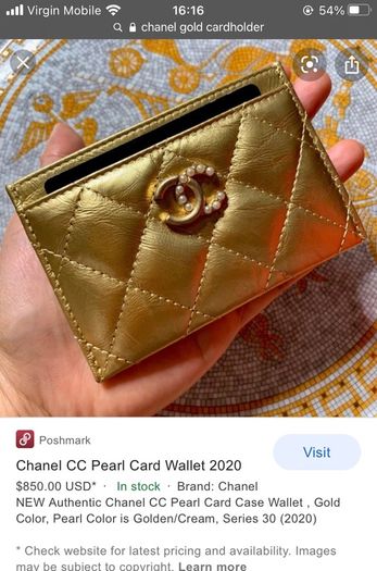 Chanel gold cardholder