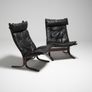 Pair of Black Leather Lounge Chairs, Siesta, by Ingmar Relling for Westnofa, Norway, 1960s. Image 5