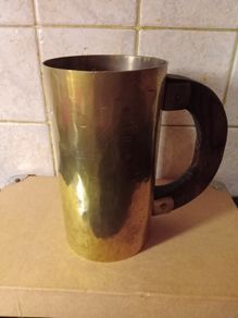 Vintage Brass Tankard/ Wooden Handle