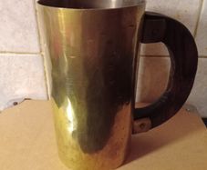 Vintage Brass Tankard/ Wooden Handle