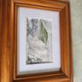 Framed miniature watercolor winter storm from Bray promenade Ireland Co Wicklow. signed Image 2