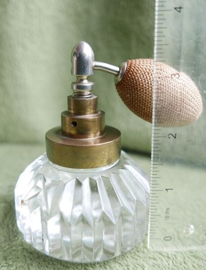 Vintage Iridescent Glass Perfume Bottle and Puffer.