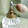 Vintage Iridescent Glass Perfume Bottle and Puffer. Image 10