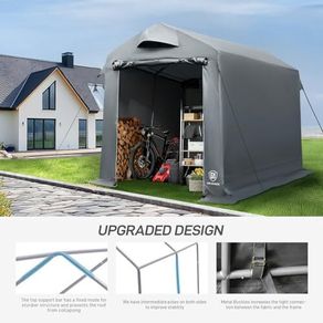 Outdoor Shelter with Vents, 3000mm Water Resistant Tent for Outside, Heavy Duty Shed for Motorcycle, Bike, Garden Storage, Foldable, Portable Garage, Gray