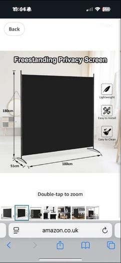 Portable Single Panel Temporary Privacy Wall Freestanding Room Divider for Room Separation, Black, W 180 x H 180 cm