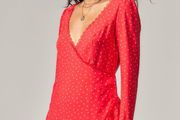 URBAN OUTFITTERS Light Before Dark Red Polka Dot Wrap Dress Size S!