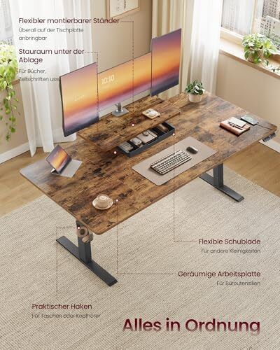 Height Adjustable Desk 140 x 70 cm USB-C Port