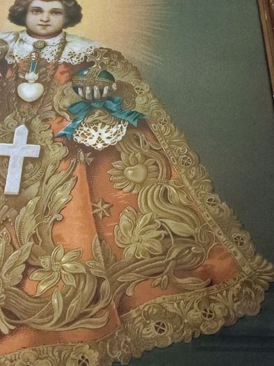 Vintage Framed Religious Art Print 'Infant Jesus Of Prague '