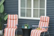 Set of 2 Garden Sun Lounger Outdoor Reclining Seat Cushioned Seat Foldable Adjustable Recliner, Orange and White
