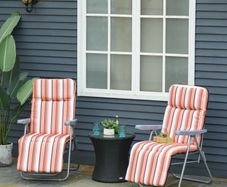 Set of 2 Garden Sun Lounger Outdoor Reclining Seat Cushioned Seat Foldable Adjustable Recliner, Orange and White
