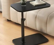 Black Adjustable Height 360 Rotating Side Table - Lift-Top Coffee Table, Multifunctional Coffee Table, Adjustable Height Coffee Table