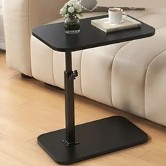 Black Adjustable Height 360 Rotating Side Table - Lift-Top Coffee Table, Multifunctional Coffee Table, Adjustable Height Coffee Table