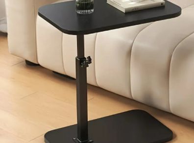 Black Adjustable Height 360 Rotating Side Table - Lift-Top Coffee Table, Multifunctional Coffee Table, Adjustable Height Coffee Table