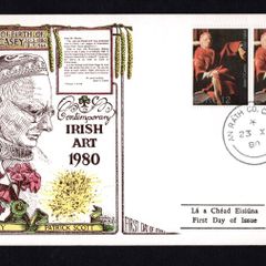 1980 Ireland Birth Centenary of Sean O'Casey Commemorative Stamp pain Hibernian illustrated First Day Cover (FDC) with An Rath Co Chorca (Charleville, Co. Cork) Steele cancel