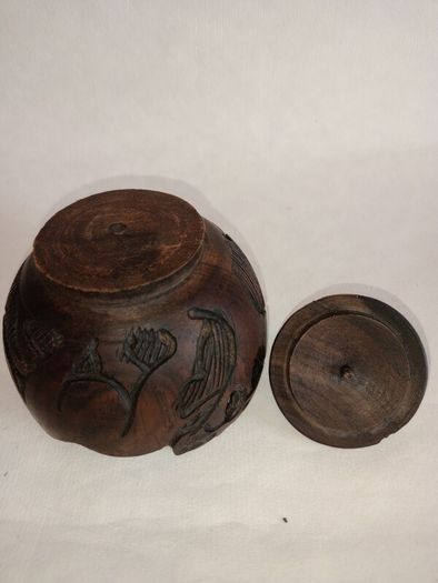 Antique Hand Carved Hardwood Treen Box