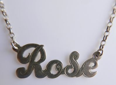 Vintage 925 Sterling Silver- ROSE  Name Necklace