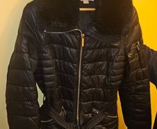 Genuine Michael Kors Black puffer coat faux fur collar size M