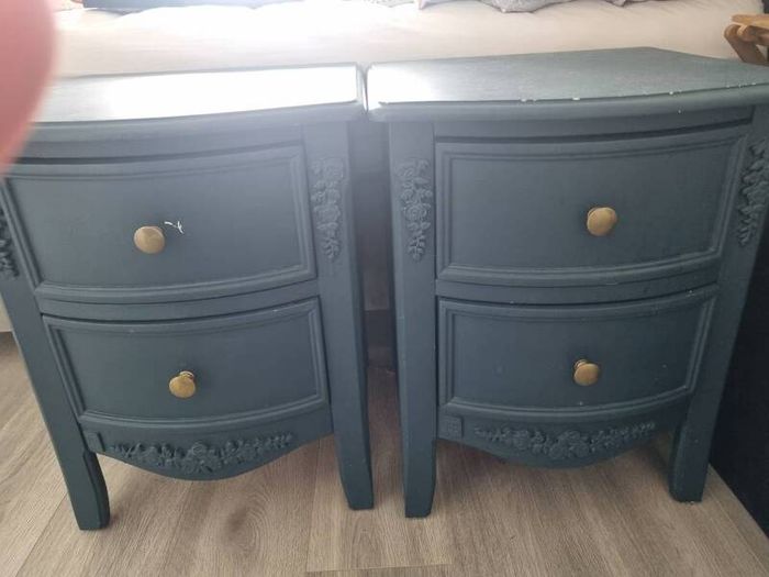 Set of Navy & Gold Bedside Lockers