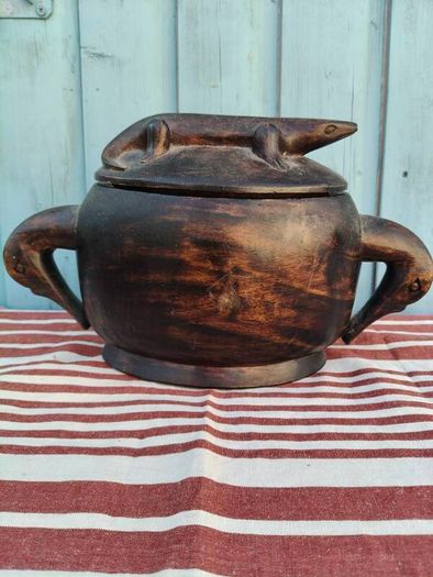 Hand carved Wood Container
