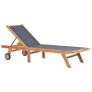Folding Sun Loungers with Wheels 2 pcs Solid Teak and Textilene Image 2