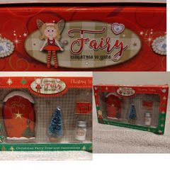 Christmas Fairy Door And Decorations, New In Box
