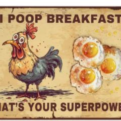 I Poop Breakfast, Whats Your Superpower : Metal Sign