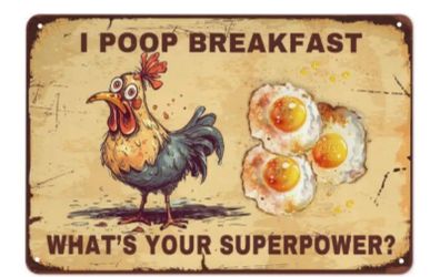 I Poop Breakfast, Whats Your Superpower : Metal Sign
