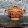 Handcrafted Wooden Vase, Carved Grape Motif Image 2