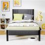 Single Bed Frame Upholstered Platform with Headboard, 90x190cm Image 3