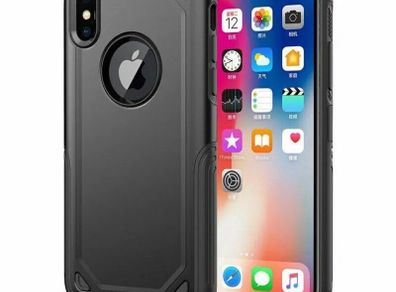 Black Shockproof Armour Case For iPhone X, iPhone XS Hybrid Back Cover