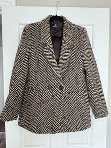 Anine Bing Diana fishbone blazer size XS beige black