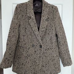 Anine Bing Diana fishbone blazer size XS beige black