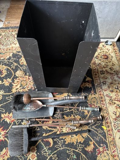fireplace cleaning and coal bucket