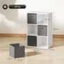 Shelf with 6 Compartments and 3 Fabric Drawers, Storage Shelf, Versatile, Grey Image 2