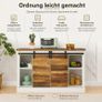 Buffet Cabinet - Large Sideboard - Storage Cupboard, Kitchen Cabinet Server with Sliding Barn Doors, Storage Sideboard Console Table for Dining Room Living Room Hallway Entrance Area Image 5