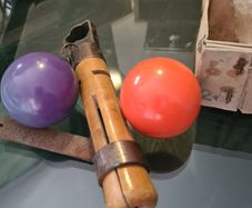Vintage pool billiards que tipper and balls