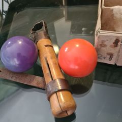 Vintage pool billiards que tipper and balls