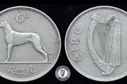 [#2520] - Ireland 1956 | Irish 6d | Six Pence | Wolfhound | KM.13a