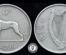 [#2520] - Ireland 1956 | Irish 6d | Six Pence | Wolfhound | KM.13a