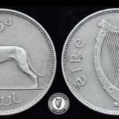[#2520] - Ireland 1956 | Irish 6d | Six Pence | Wolfhound | KM.13a